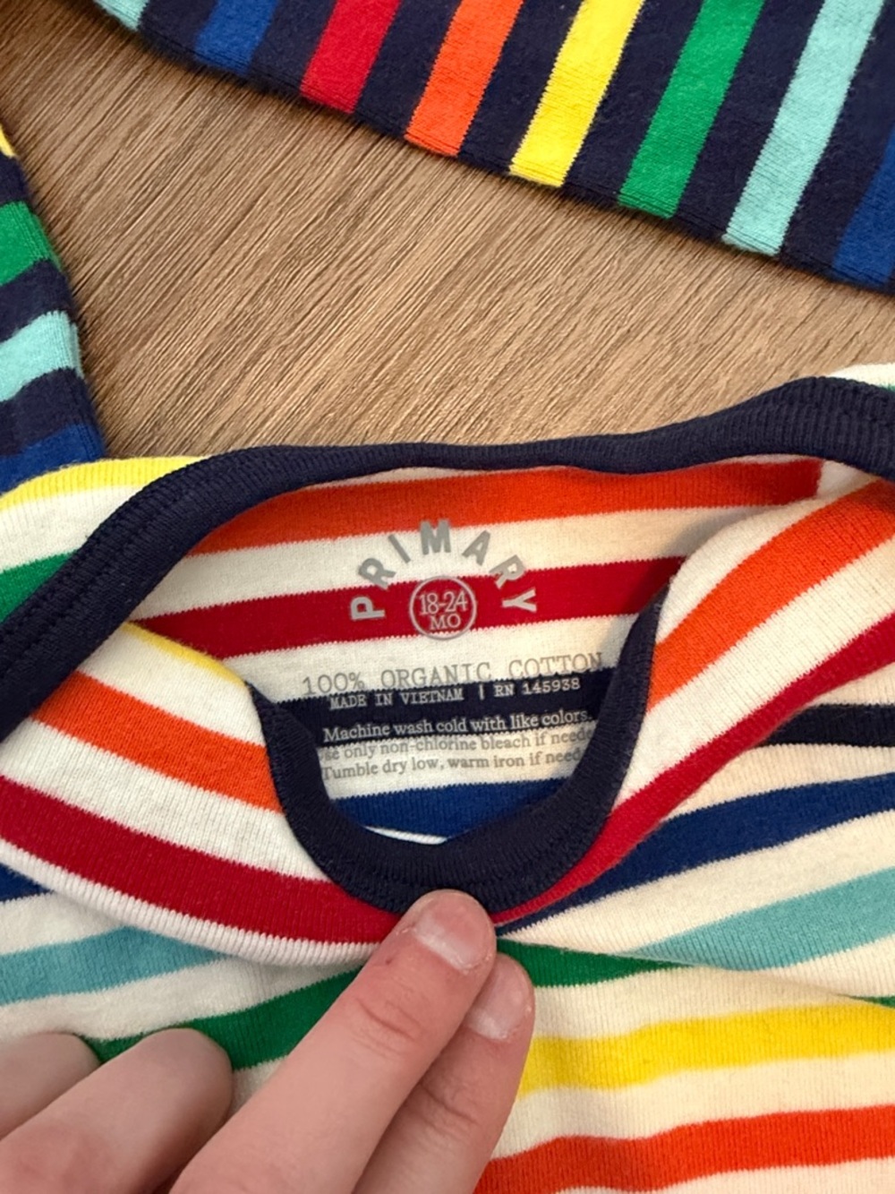 Primary Rainbow Stripe Bodysuits | Size 18-24 months - Picture 2 of 5